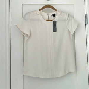 Ann Taylor white short sleeve blouse w/ buttons